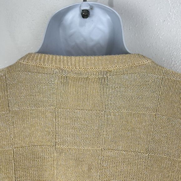 Clan Douglas Sweater Men Large Linen Silk Blend Yellow Check Scotland Pullover - Picture 11 of 15